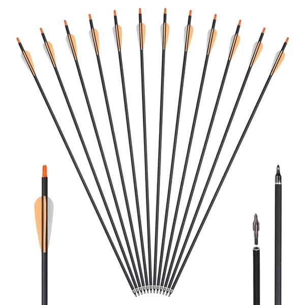 Hiilikaari nuolet, jäykkyys 500, halkaisija 62mm, 12 kpl oransseja