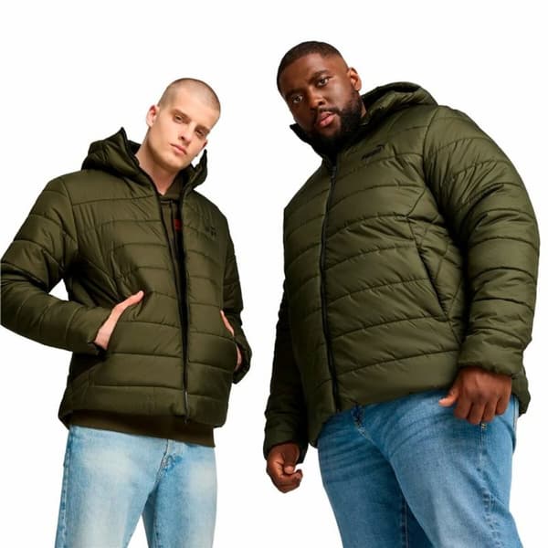 Miesten urheilutakki Puma Essentials Hooded Padded Tummanvihreä - M