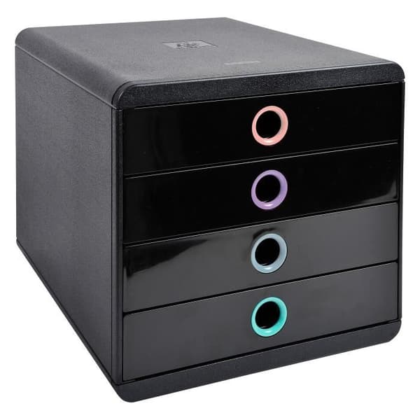 Exacompta Pop Box arkiveringsmodul 4 lådor svart / pastell matchande - svart / pastell matchande