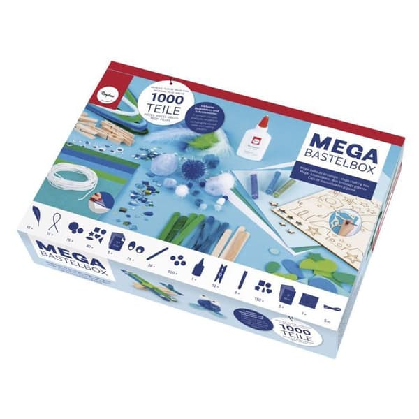 Mega Space pyssellåda 1.000 st, vit/blå/gröna toner, låda