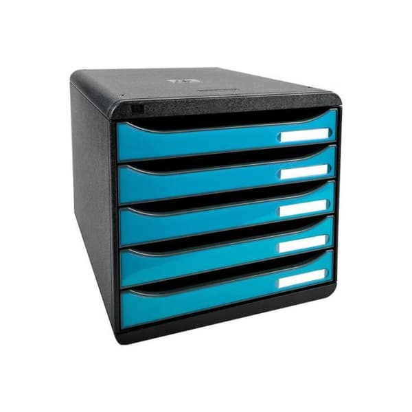 Exacompta BIG-BOX PLUS Classic A4 + Arkivenhet med 5 lådor svart, blank turkos