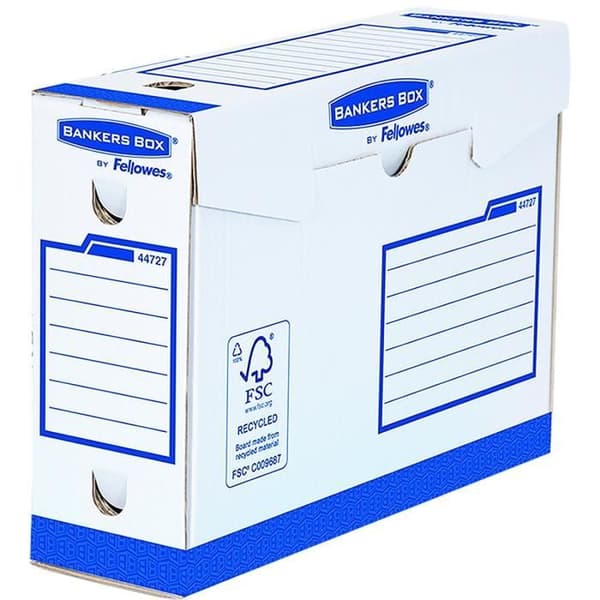 Förpackning med 20 BANKERS BOX Basic Heavy Duty A4+ Arkivbox 10cm Baksida