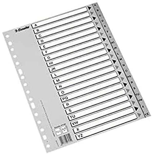 Abecedario - ESSELTE - 47139 - Cartulina index B/N A-Z - Folio grå - Multitaladro
