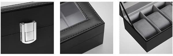 Klockbox med glasskydd Box för 6 klockor Organizer