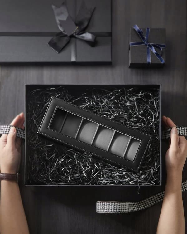 Klockbox med glasskydd Box för 6 klockor Organizer