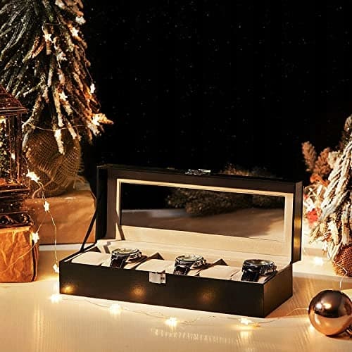 Klockbox med glasskydd Box för 6 klockor Organizer