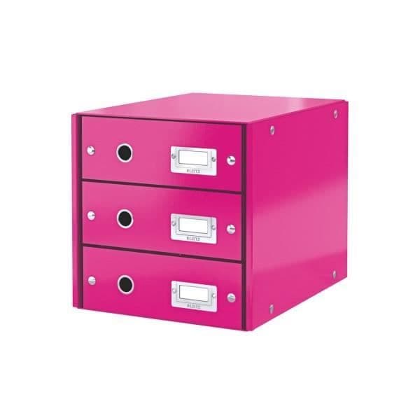 LEITZ Förvaringsbox Click&amp;Store 3 lådor Rosa