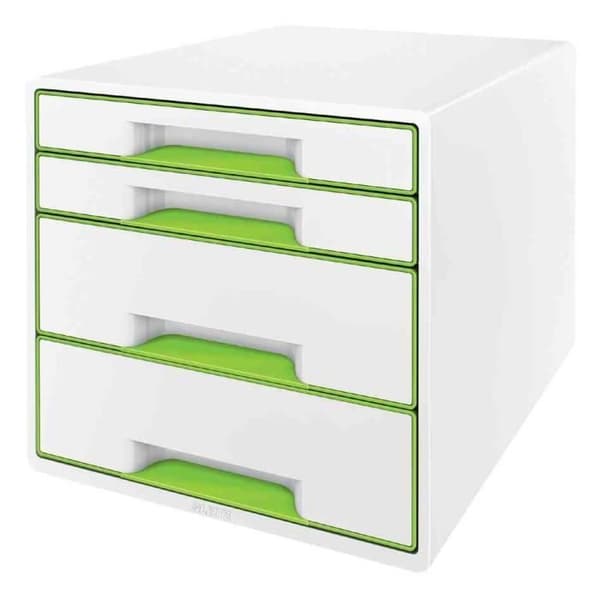 WOW CUBE arkivblock, 4 lådor, vit/grön