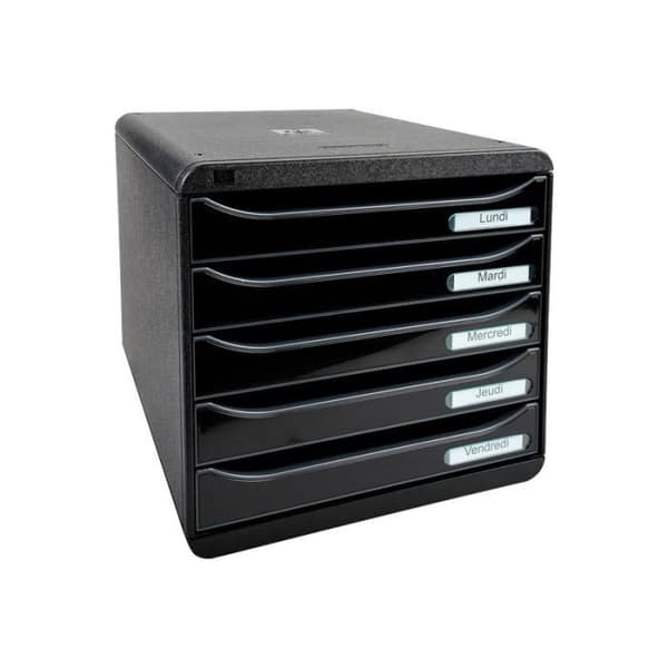 Arkivblock med lådor - Exacompta - BIG-BOX PLUS Classic A4+ - 5 lådor - Blank svart - Ultrastyv