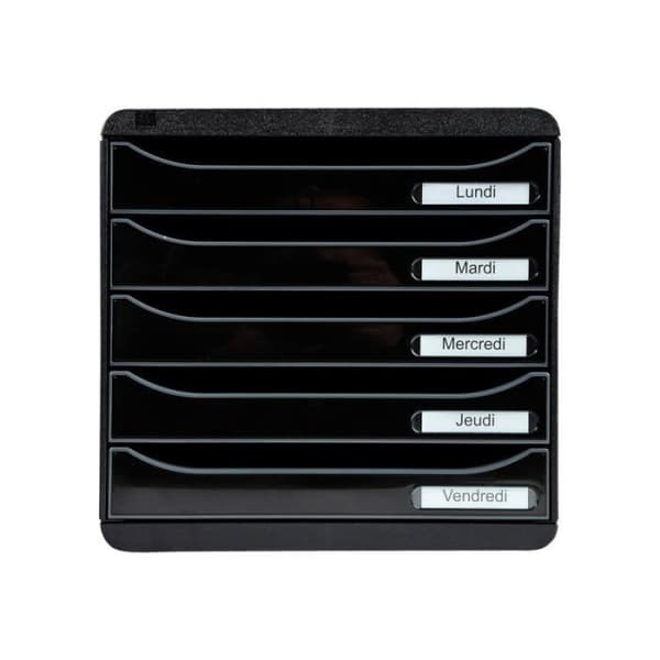 Arkivblock med lådor - Exacompta - BIG-BOX PLUS Classic A4+ - 5 lådor - Blank svart - Ultrastyv