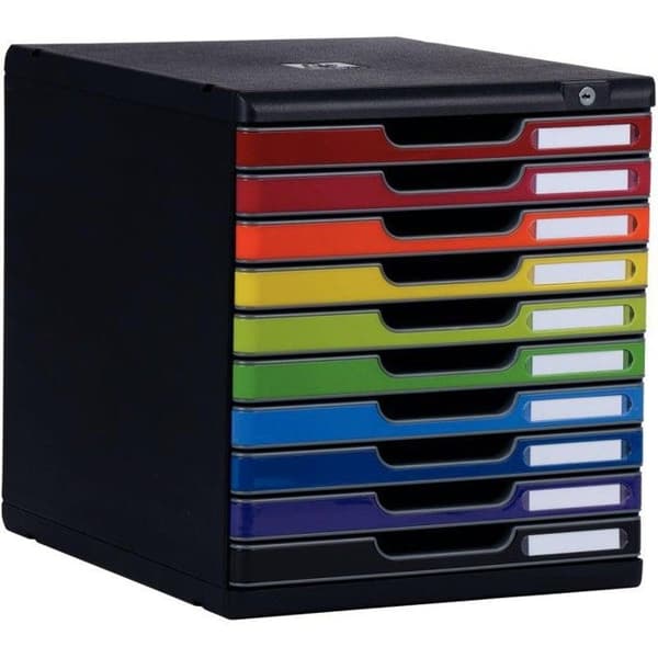 Arkivblock med lådor - Exacompta - MODULO A4+ - 10 lådor - Harlequin blank svart - Skalbar
