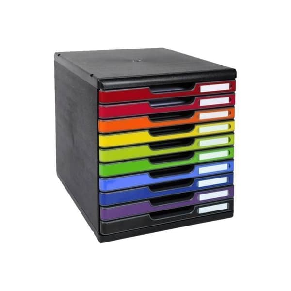Arkivblock med lådor - Exacompta - MODULO A4+ - 10 lådor - Harlequin blank svart - Skalbar