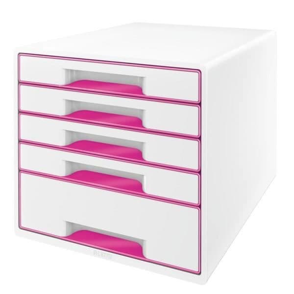 Klassificeringsblock - LEITZ - WOW - Metallisk rosa - 5 lådor - Blank yta - A4 max