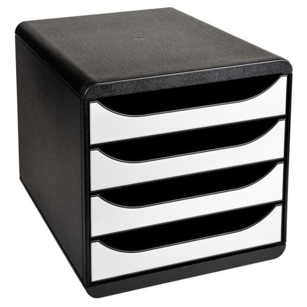 Arkivmodul BIG-BOX 4 lådor Dim L27,8 x H26,7 x D34,7 cm svart vit Blank.