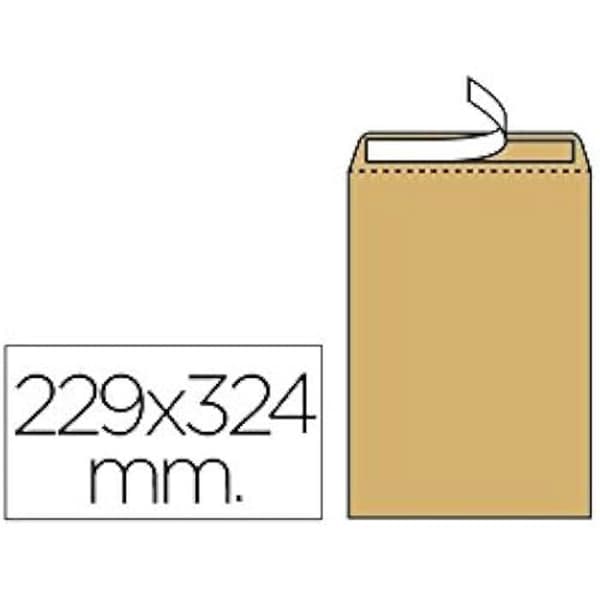 Kraftkuvert - LIDERPAPEL - SB52 - Förpackning med 250 - 229 x 324 mm - Silikonförslutning
