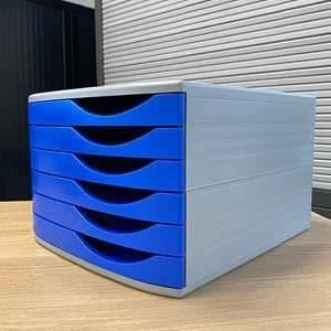 Arkivmodul med 6 små lådor - JALEMA - Blå, Ljusgrå - A4 - 375 x 300 x 216 mm