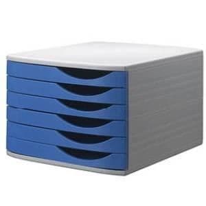 Arkivmodul med 6 små lådor - JALEMA - Blå, Ljusgrå - A4 - 375 x 300 x 216 mm
