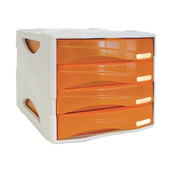 ARDA Smile A4 arkivenhet med 4 lådor med lådor, 240 x 320 mm transparent orange (förpackning med 2)