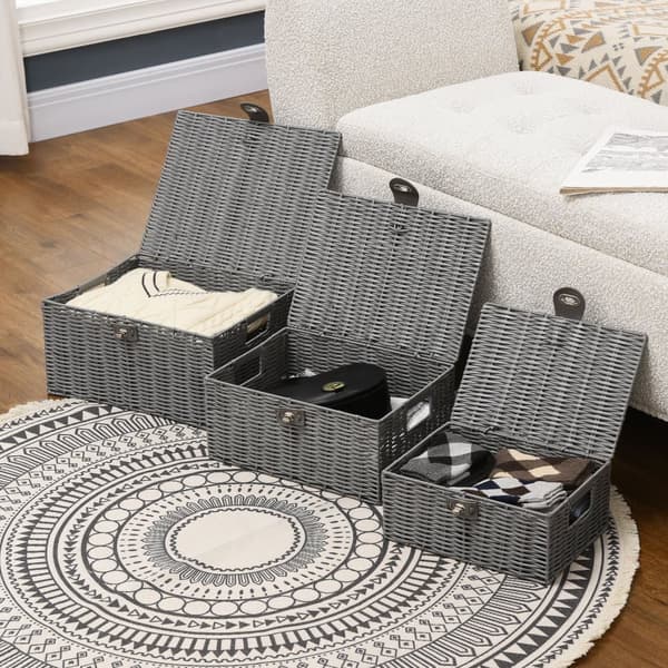 Säilytyslaatikko setti, 35,5x28,5x18 cm, 33x24x15 cm, 28x20x12,5 cm, Harmaa