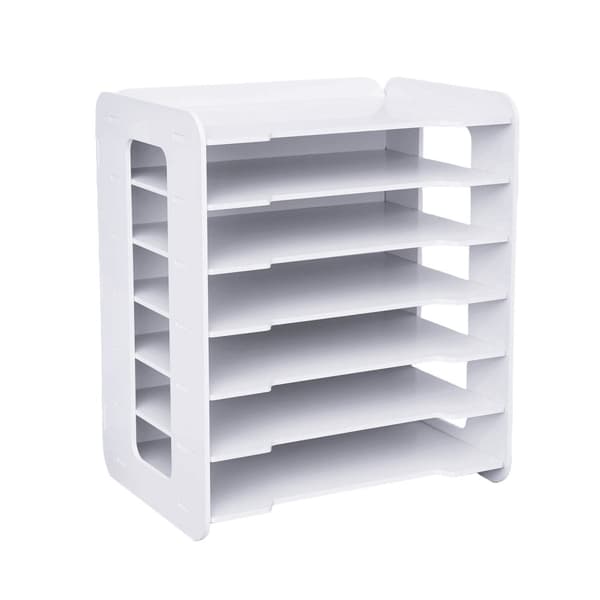 Skrivebordsfilorganisator, 7-lags opbevaring, holdbart PVC-materiale