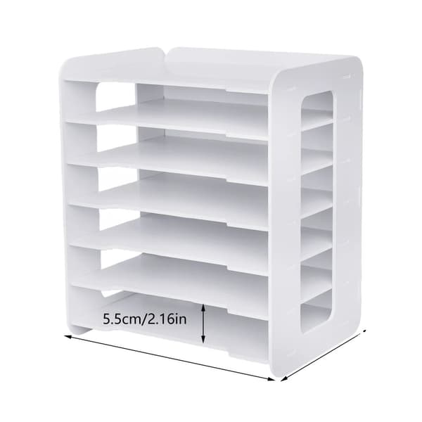 Skrivebordsfilorganisator, 7-lags opbevaring, holdbart PVC-materiale