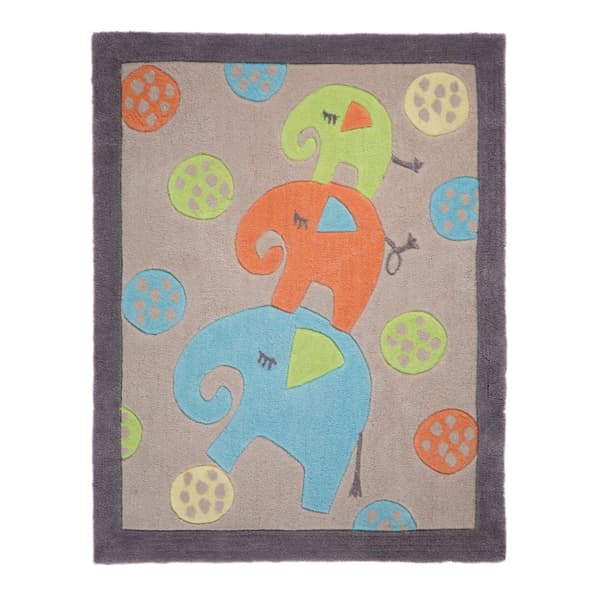 Flair Rugs Childrens/Kids Elephant Design Floor Rug Multicoloured 80cm x 100cm