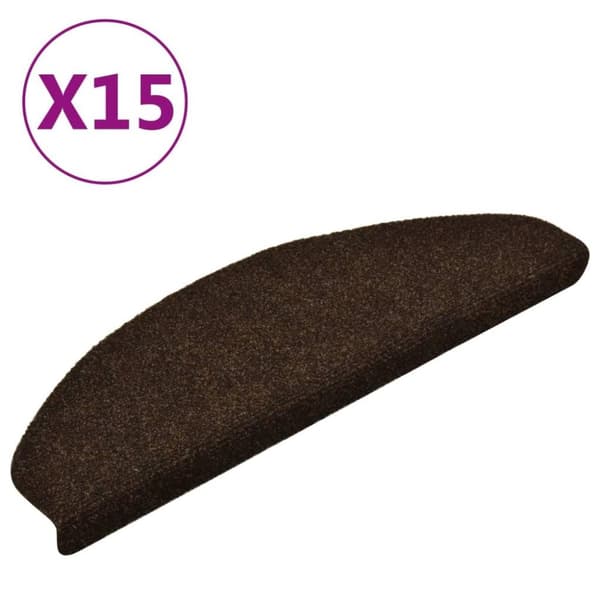 vidaXL Selvklebende trappematter 15 stk brun 65x21x4 cm nålestempel