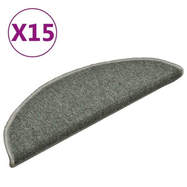 vidaXL trappemåtter 15 stk. 56x17x3 cm mørkegrøn