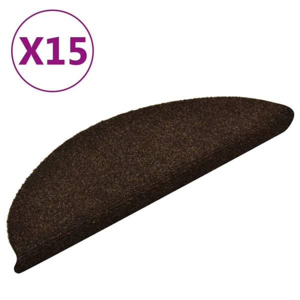 vidaXL selvklæbende trappemåtter 15 stk. 56x17x3 cm tuftet brun