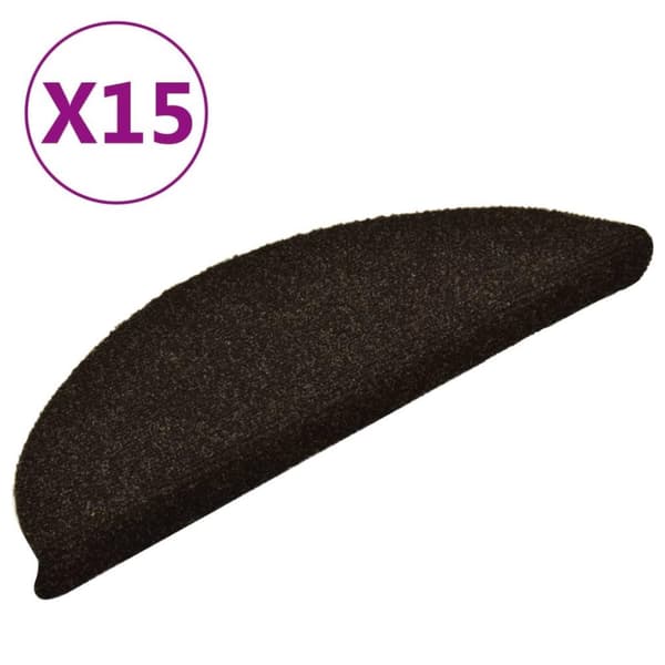 vidaXL Trappstegsmattor självhäftande 15 st mörkbrun 56x17x3 cm brodyr