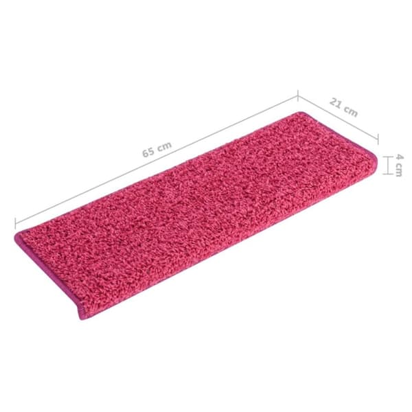 vidaXL 15 stk. trappemåtter 65x21x4 cm pink