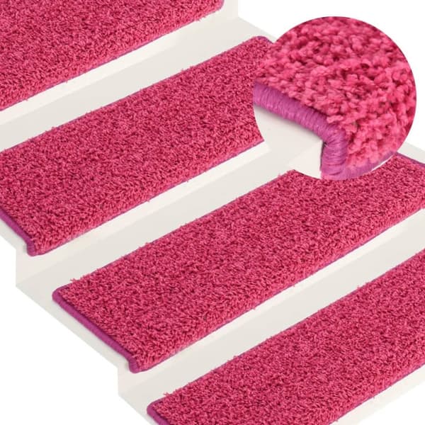 vidaXL 15 stk. trappemåtter 65x21x4 cm pink