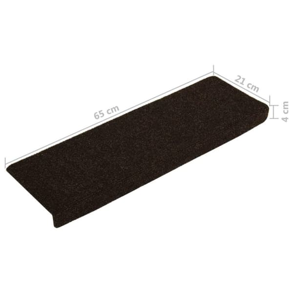 vidaXL Trappematter 15 stk nålestempel 65x21x4 cm mørkebrun