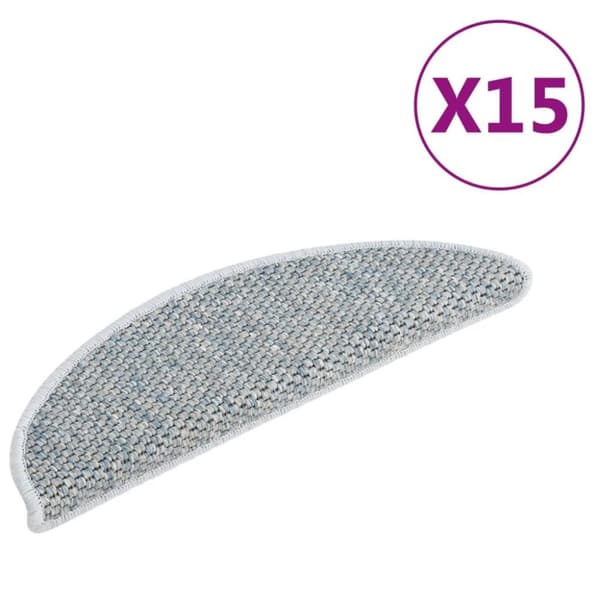 vidaXL Selvklebende trappematter sisal-utseende 15 stk 65x25 cm blå