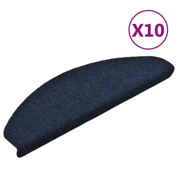 vidaXL selvklæbende trappemåtter 10 stk. 65x21x4 cm tuftet marineblå