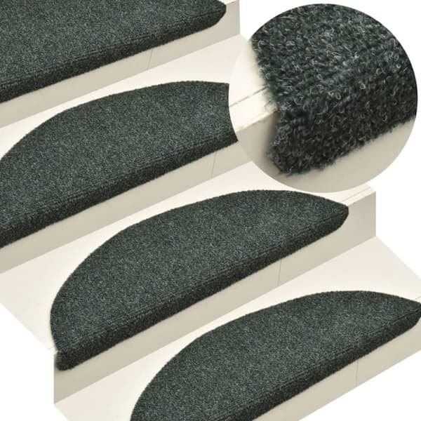 vidaXL Itsekiinnittyvät porrasmatot 10kpl vihreä 65x21x4 cm neulahuopa
