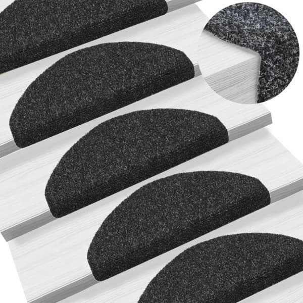 vidaXL Selvklebende trappematter 5 stk svart 65x21x4 cm nålestempel