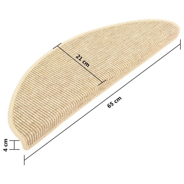 vidaXL Trappstegsmattor självhäftande sisallook 15 st 65x21x4 cm beige