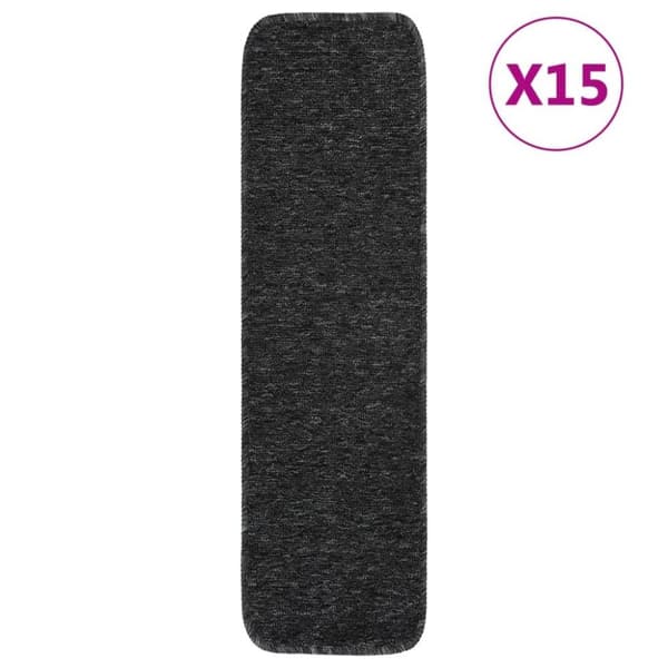vidaXL skridsikre trappemåtter 15 stk. 75x20 cm rektangulær antracit