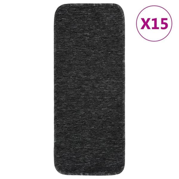 vidaXL skridsikre trappemåtter 15 stk. 60x25 cm rektangulær antracit