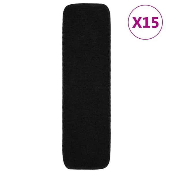 vidaXL Trappstegsmattor 15 st 75x20 cm svart rektangulär