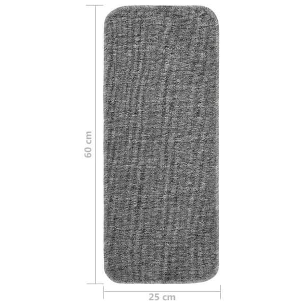 vidaXL skridsikre trappemåtter 15 stk. 60x25 cm rektangulær grå