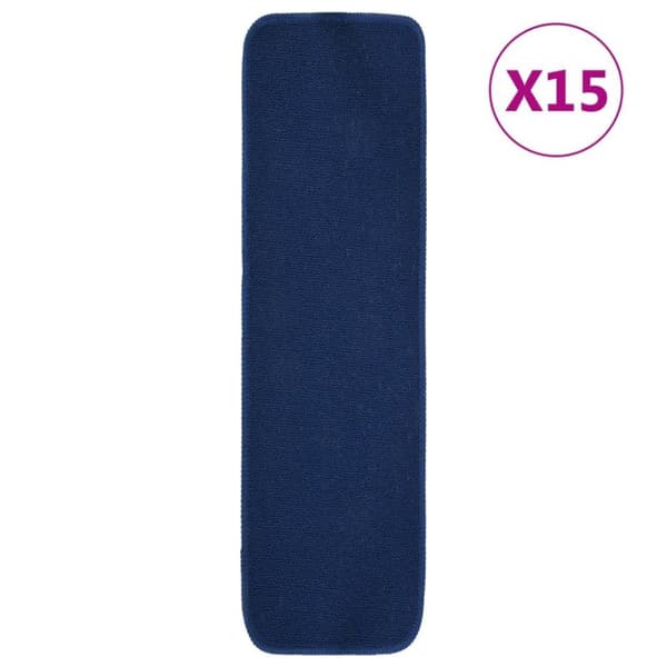 vidaXL skridsikre trappemåtter 15 stk. 75x20 cm rektangulær marineblå