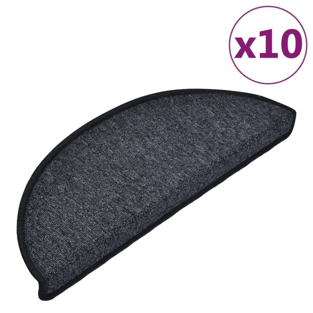 vidaXL Trappstegsmattor 10 st 65x28 cm antracit
