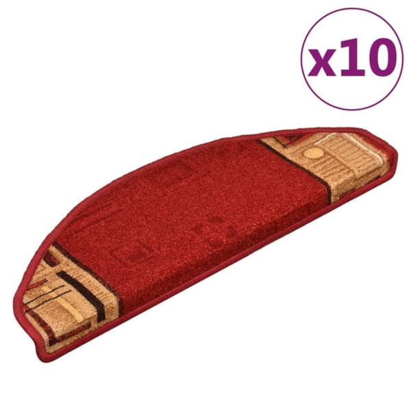 vidaXL Trappstegsmattor självhäftande 10 st 65x25 cm röd