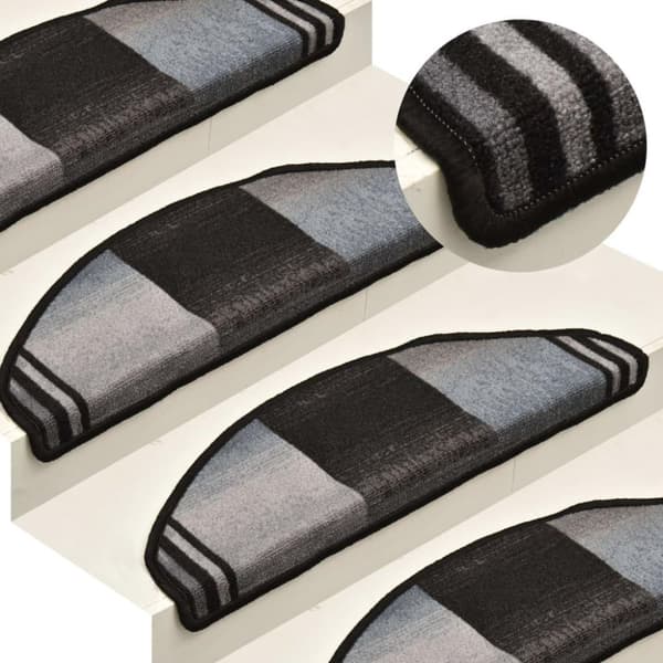 vidaXL Selvklebende trappematter 10 stk 65x21x4 cm svart og grå
