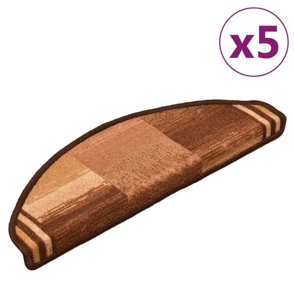 vidaXL Itsekiinnittyvät porrasmatot 5 kpl 65x21x4 cm ruskea