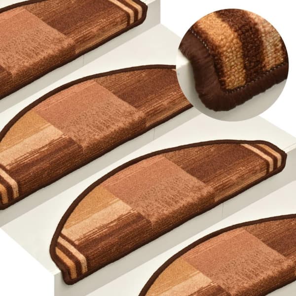 vidaXL Itsekiinnittyvät porrasmatot 5 kpl 65x21x4 cm ruskea