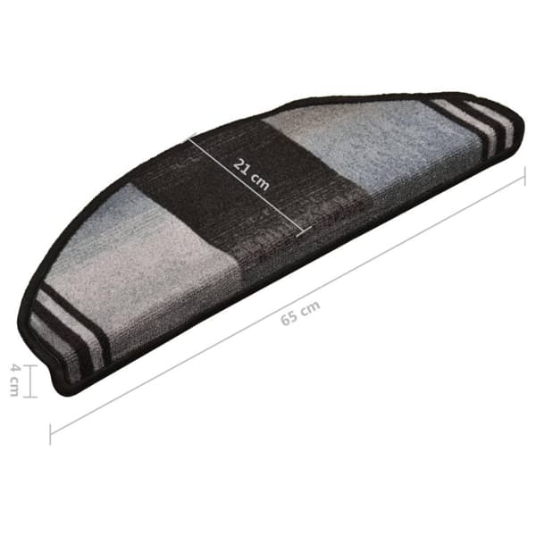 vidaXL selvklæbende trappemåtter 10 stk. 65x21x4 cm sort og grå