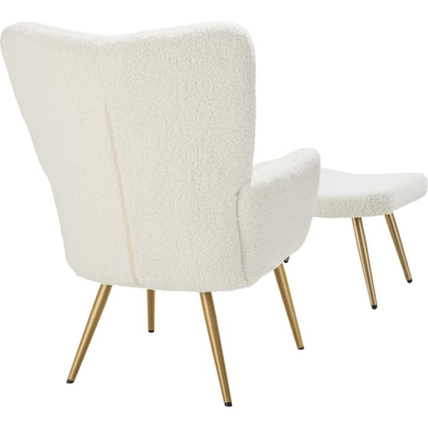 Lænestol hygge - Med skammel,Bouclé creme/guld